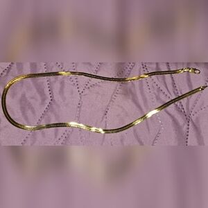 S925 Sterling Silvery 24k Gold Plated 4mm Flat Snake Bone Chain Necklace